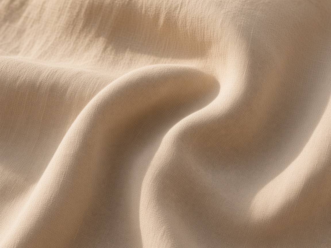 Folded natural linen cloth.